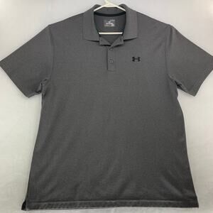 Under Armour Heatgear Loose Fit Gray Short Sleeve Men's Polo Shirt Size XL